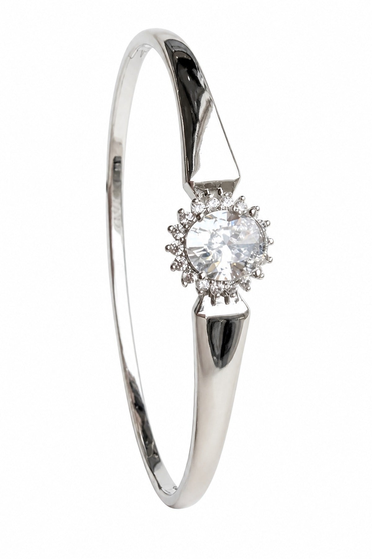 14K Özel Seri Oval Taşlı Şık Kelepçe