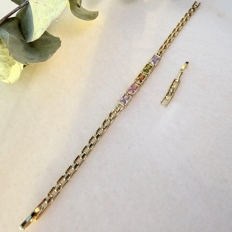 14K Özel Seri Renkli Taşlı Bileklik (17+2 cm)