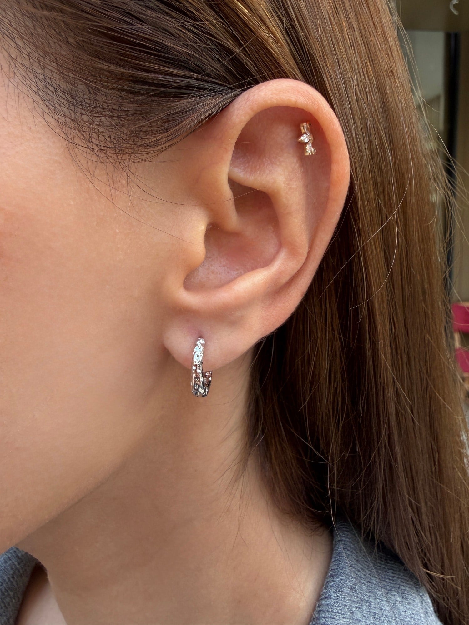 14K Özel Seri Silver Mini Halka Küpe