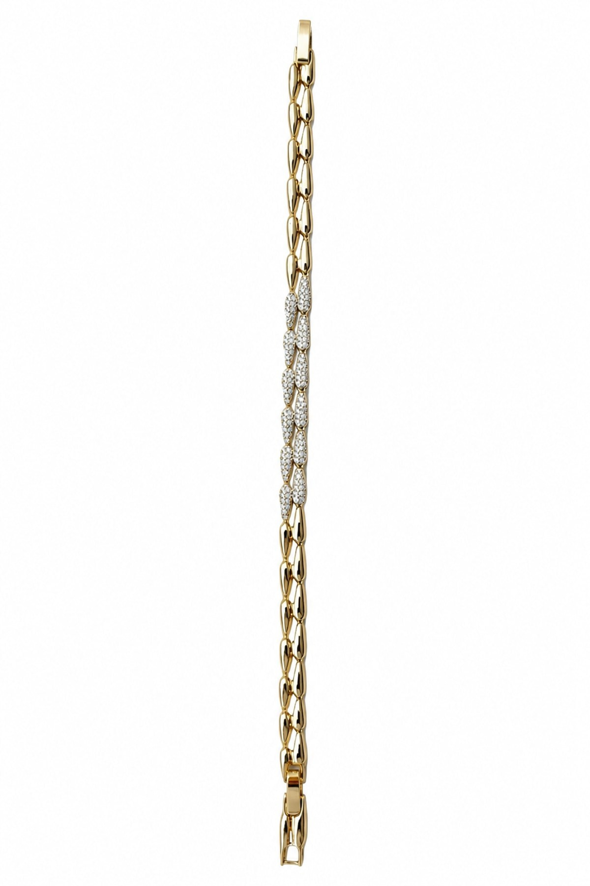 14K Özel Seri Sıra Damla Model Taşlı Bileklik (17+2 cm)