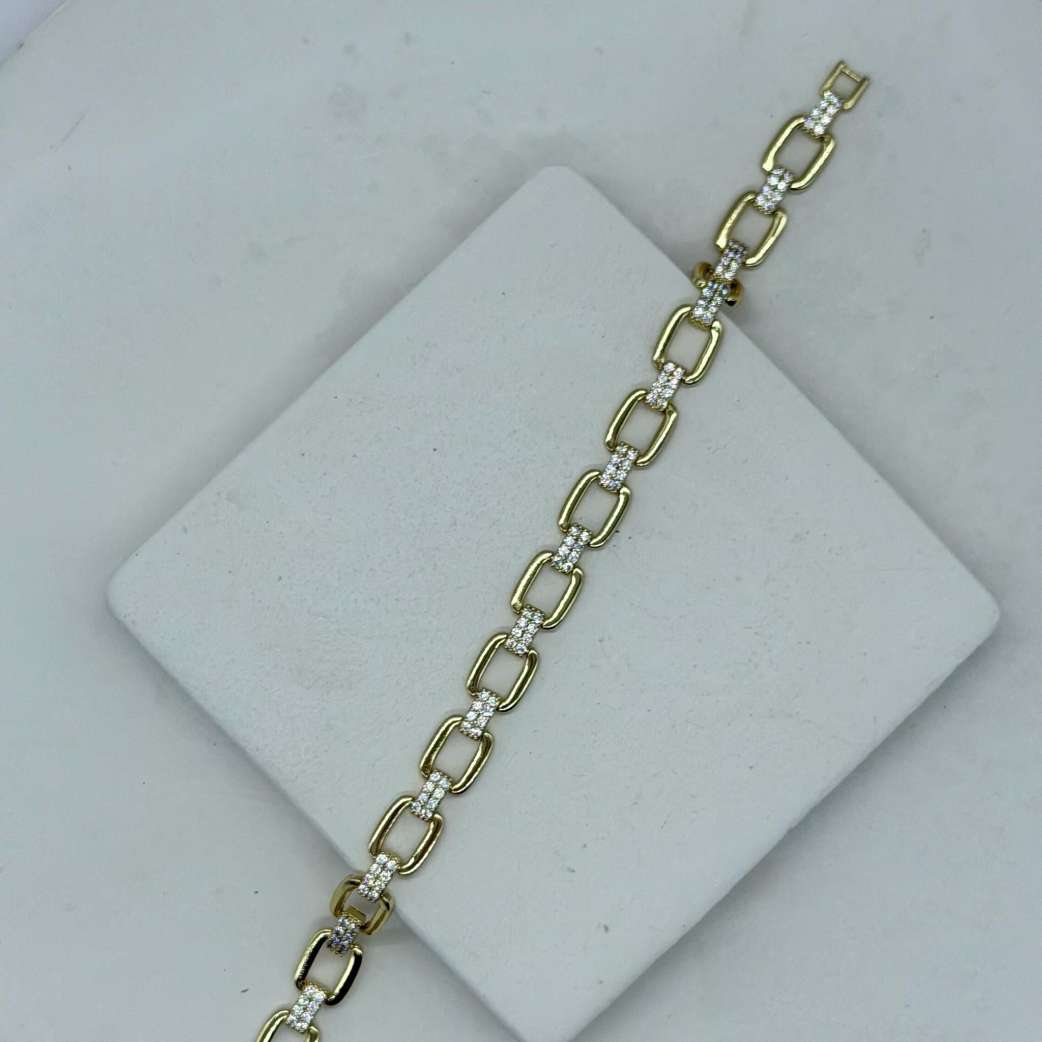 14K Özel Seri Taşla Birleştirilmiş Zarif Bileklik (17+2 cm)