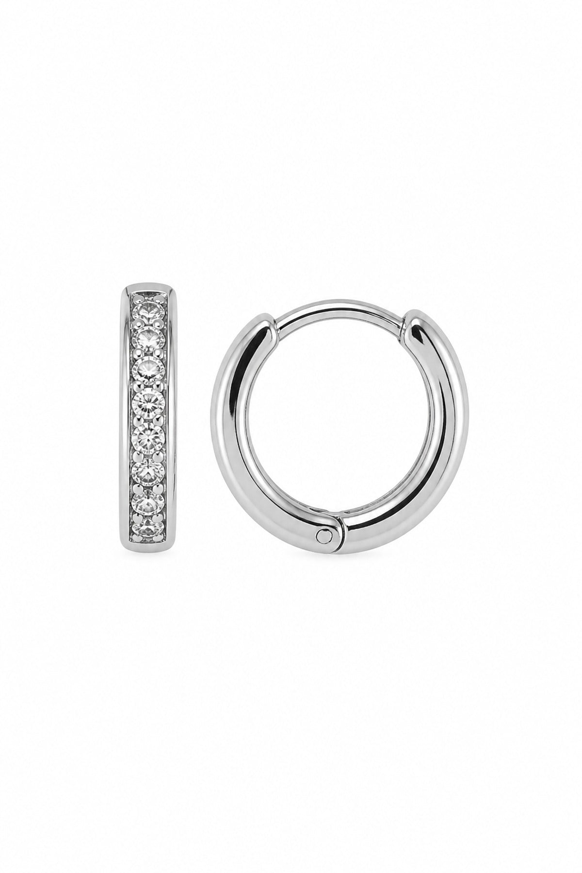 14K Özel Seri Taşlı Halka Küpe (Silver)