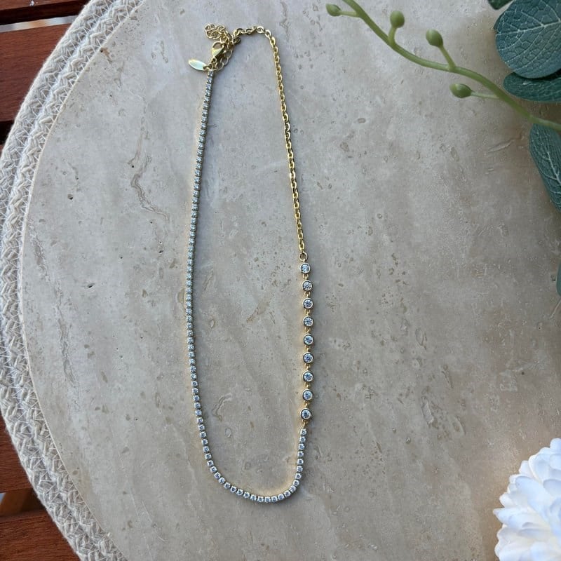 14K Özel Seri Taşlı Zarif Kolye (Gold)