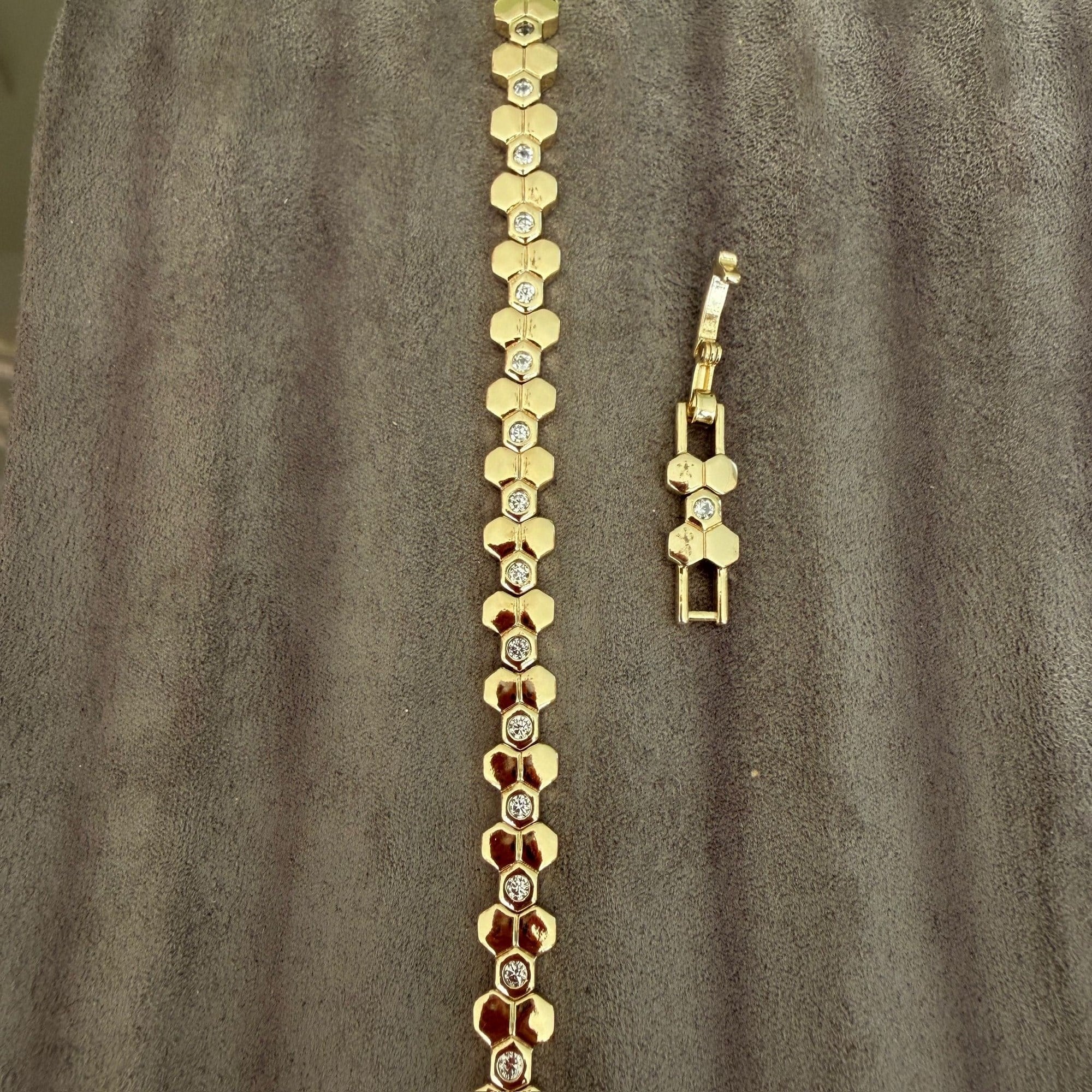 14K Özel Seri Üçlü Petek Model Bileklik (17+2 cm)