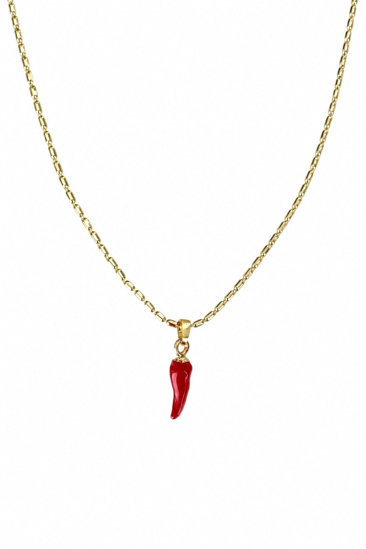 14K Özel Seri Zincir Boynuz/Biber Kolye