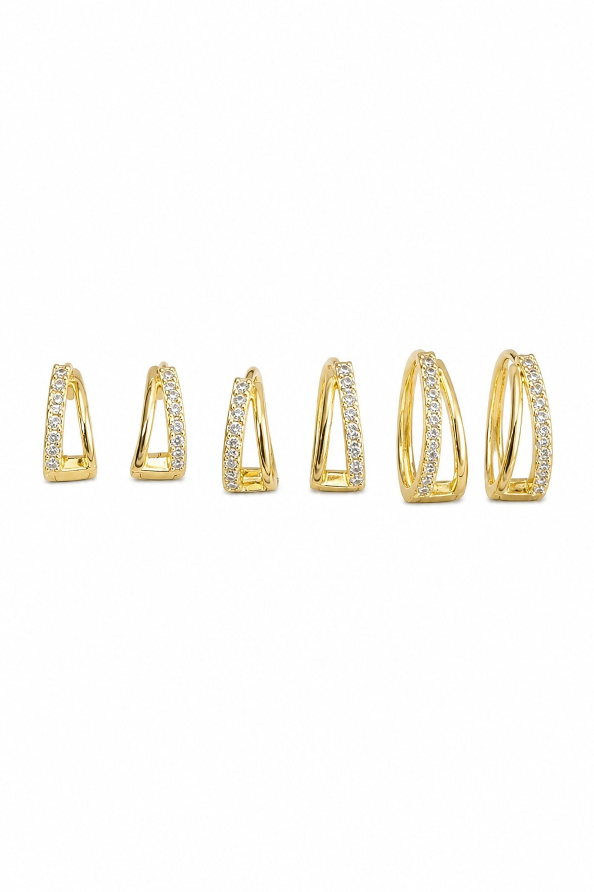 6lı Gold Küpe Seti (Kare)