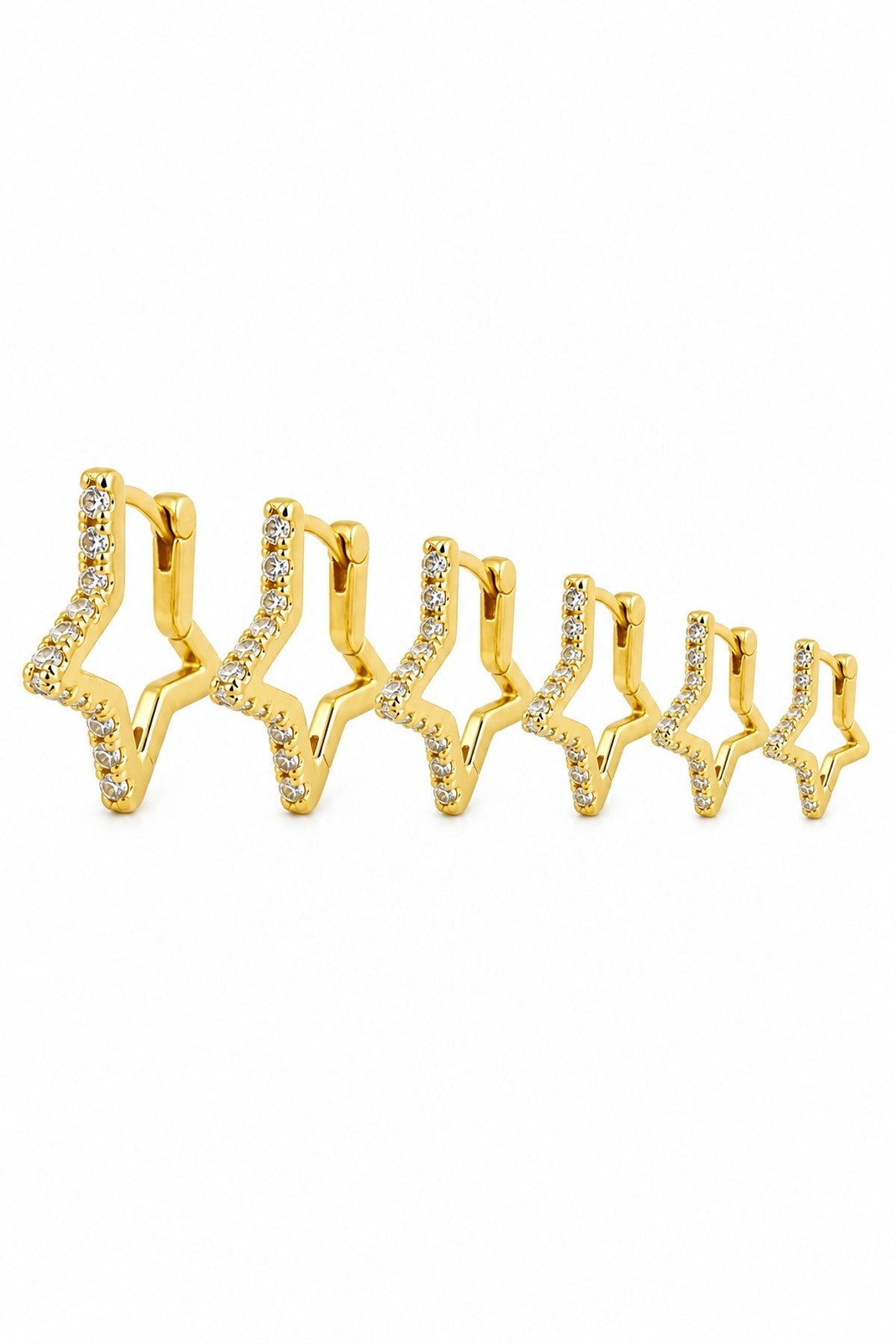 6lı Gold Yıldız Küpe Seti