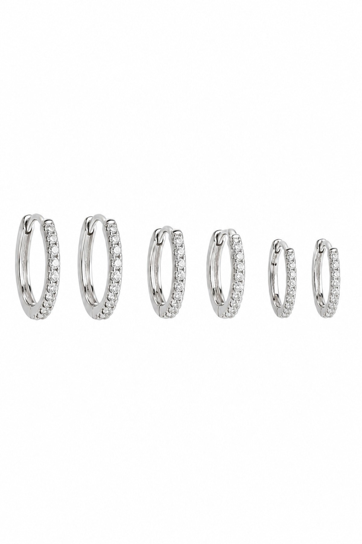6lı Taşlı Halka Küpe Seti (Oval)