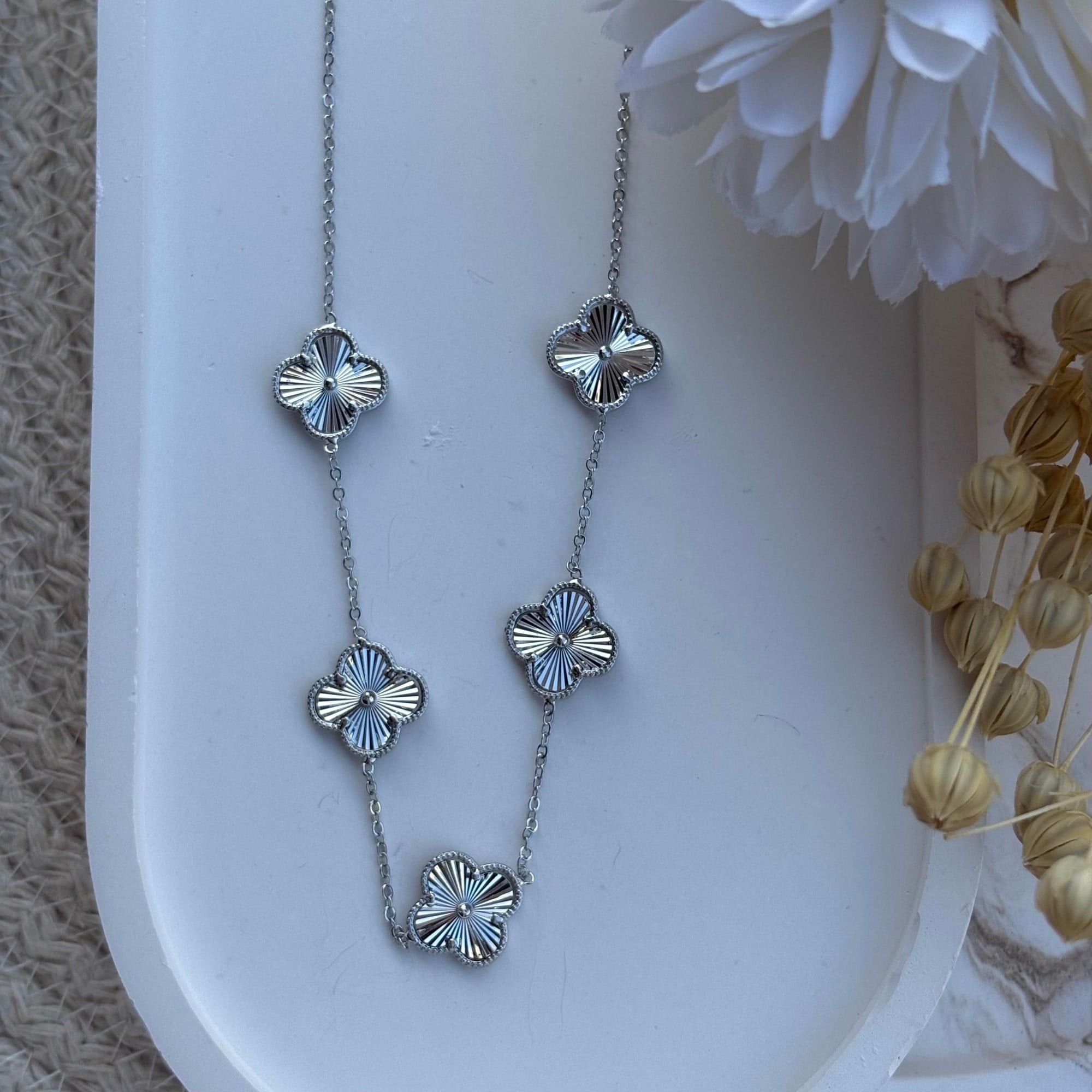 Altın Kaplama Büyük Yonca Kolye(silver)-güçlü