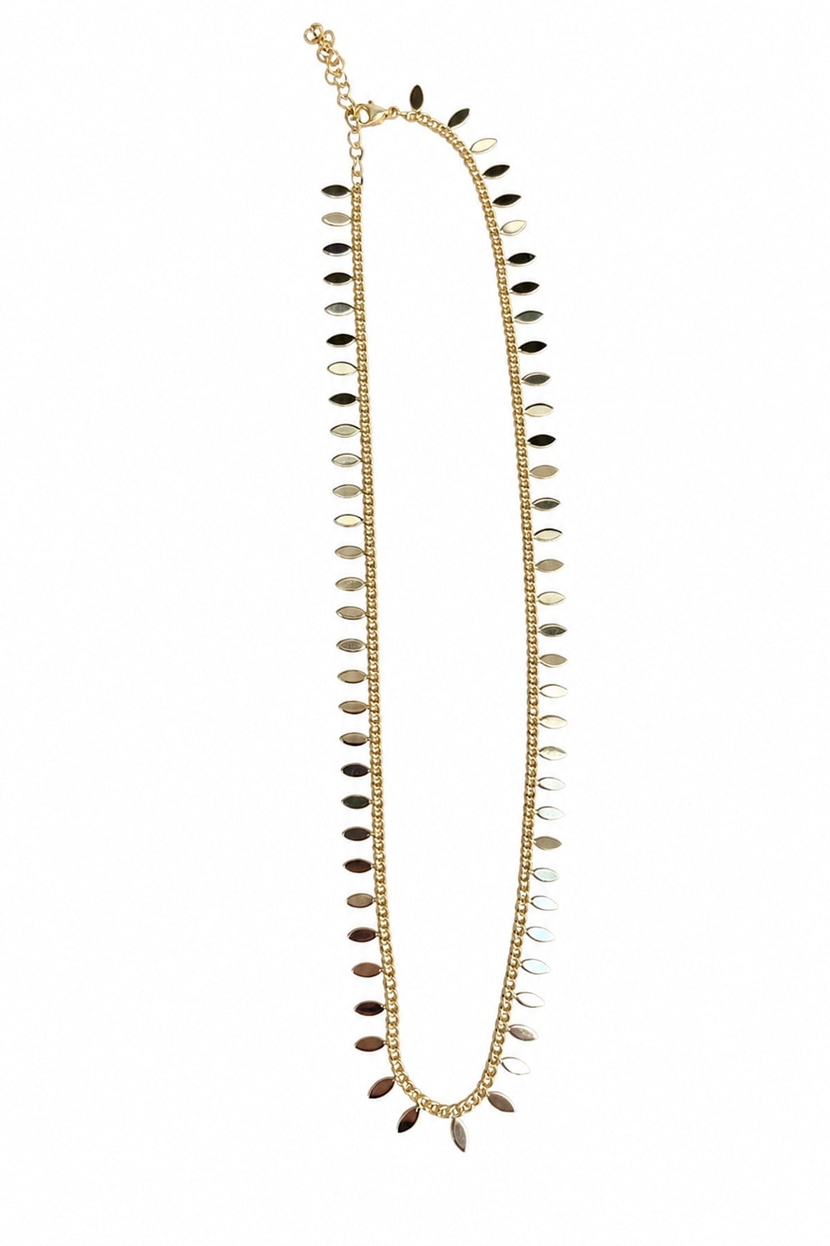 Altın Kaplama Yaprak Pullu Gold Zincir Kolye (45+5 cm)