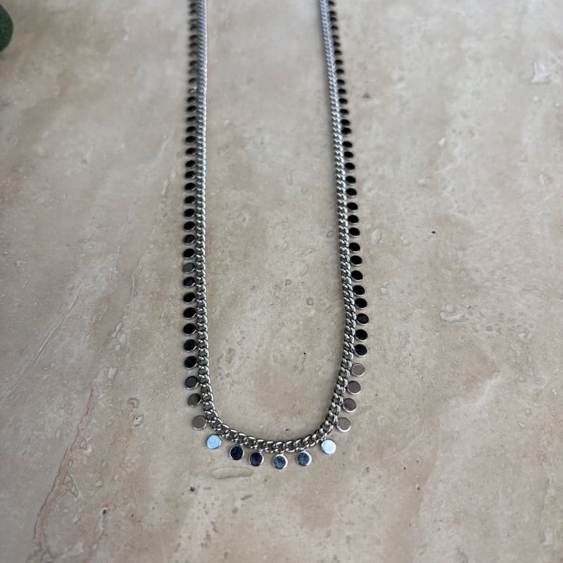 Altın Kaplama Yuvarlak Pullu Gümüş Renk Zincir Kolye (45+5 cm)
