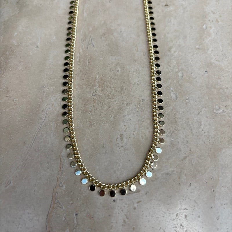 Altın Kaplama Yuvarlak Pullu Zincir Kolye (45+5 cm)