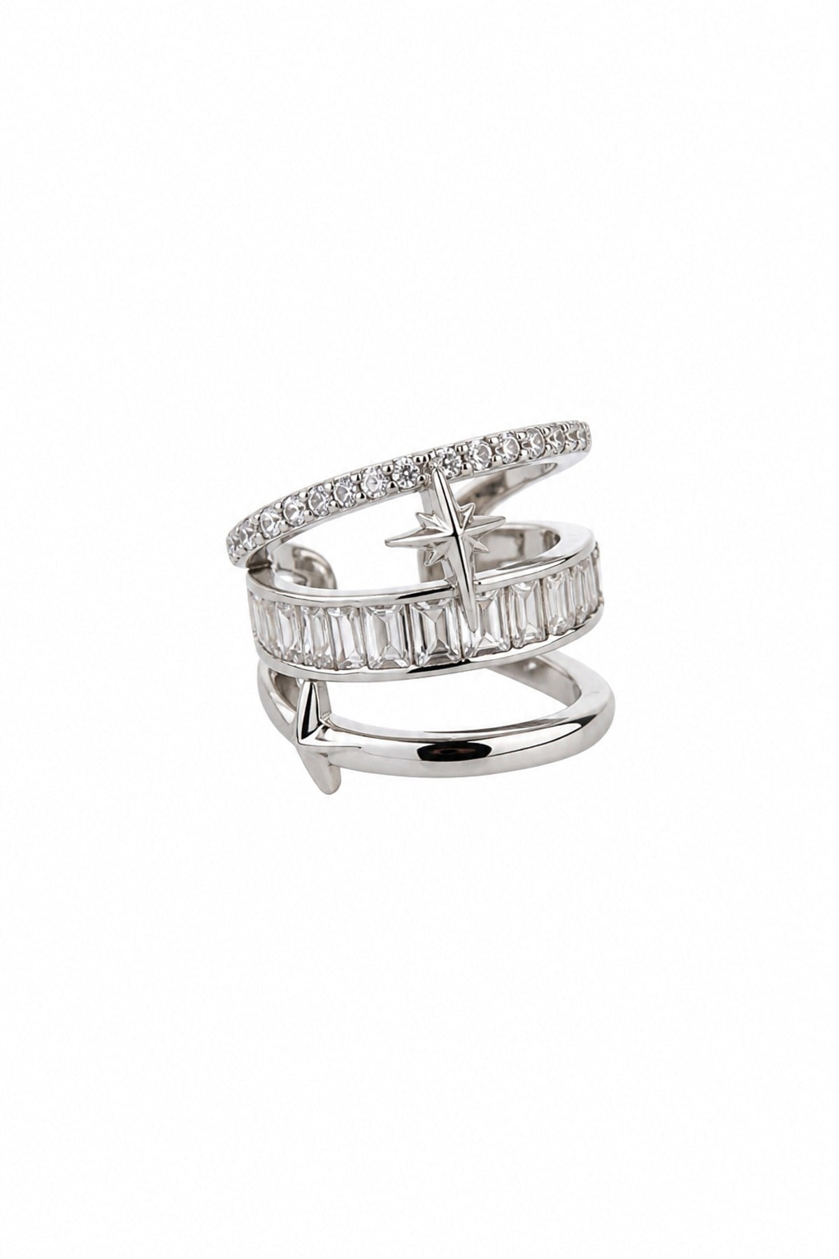 Baget Taş Kuzey Yıldızı Silver Earcuff