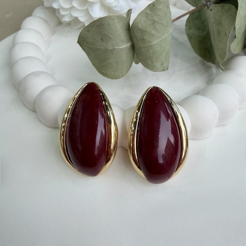 Bordo Su Damlası Küpe