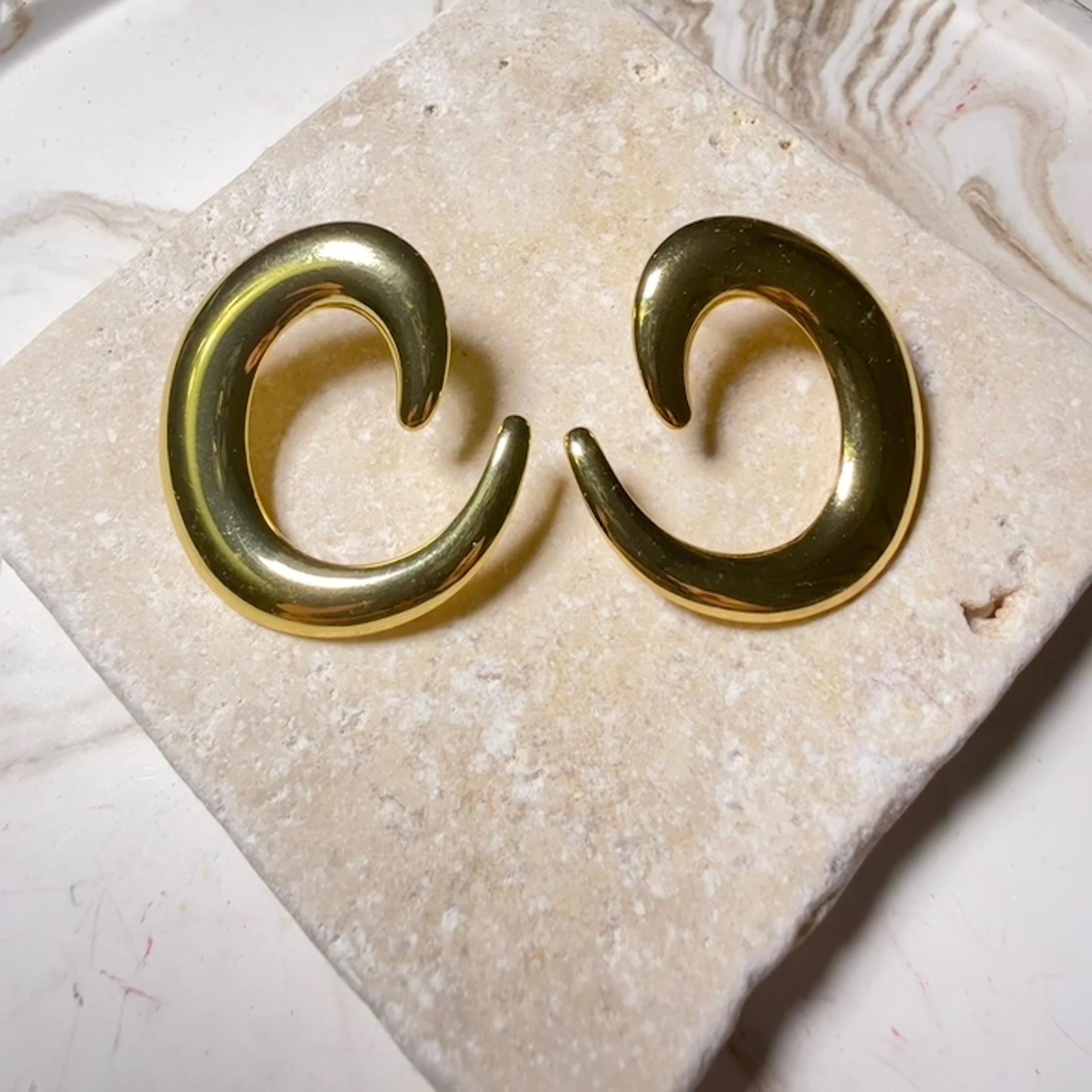 Çelik Spiral Model Gold Küpe 
