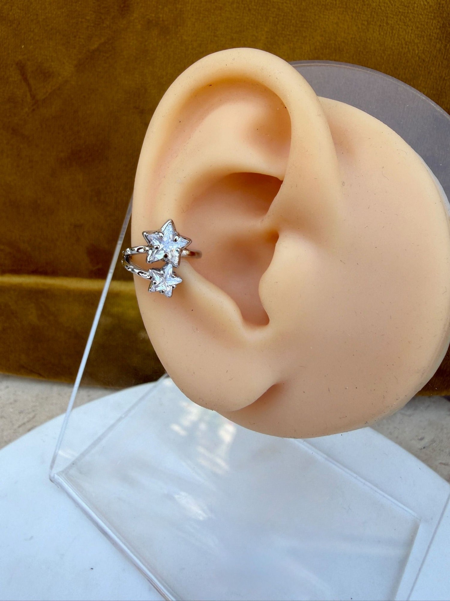 Çift Yıldız Silver Earcuff