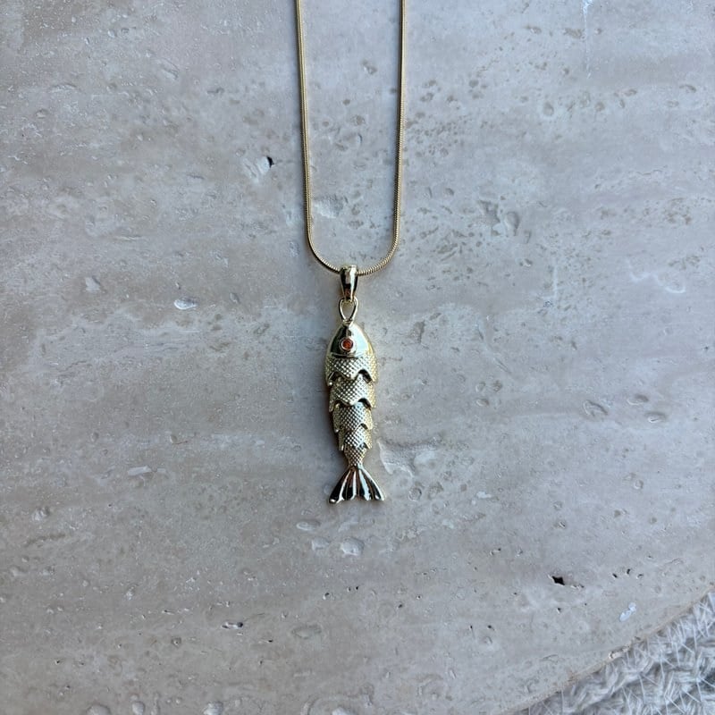 Gold Balıklı Çelik Kolye