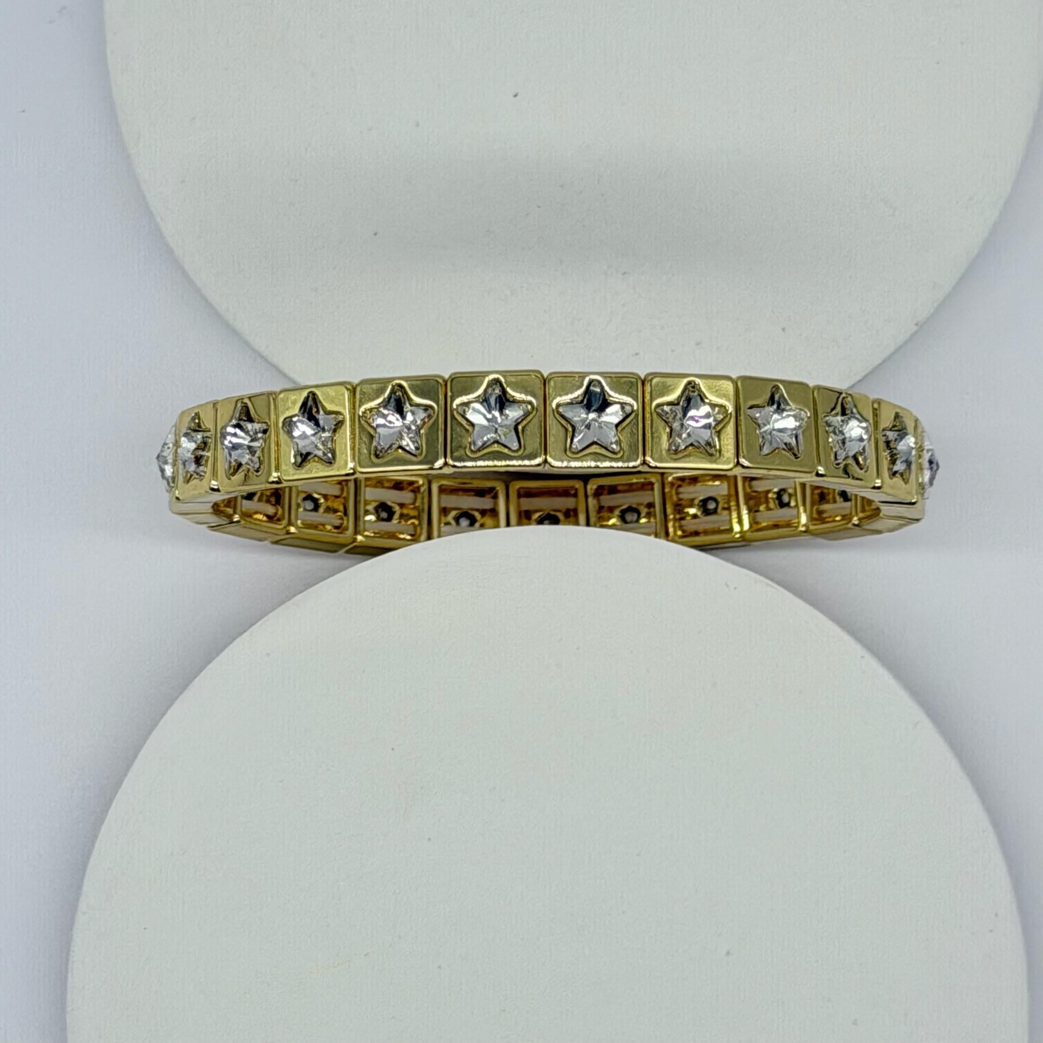 Gold Yıldız Taşlı Lastik Bileklik 