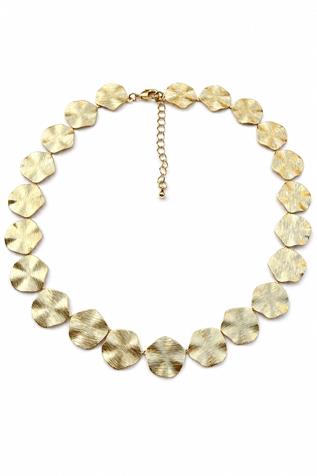 Gold Yuvarlak Dalgalı Plaka Kolye (38+5cm)