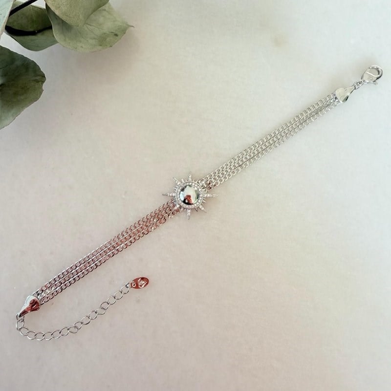 Güneş Charmlı Üç Zincir Bileklik (17+5 cm)
