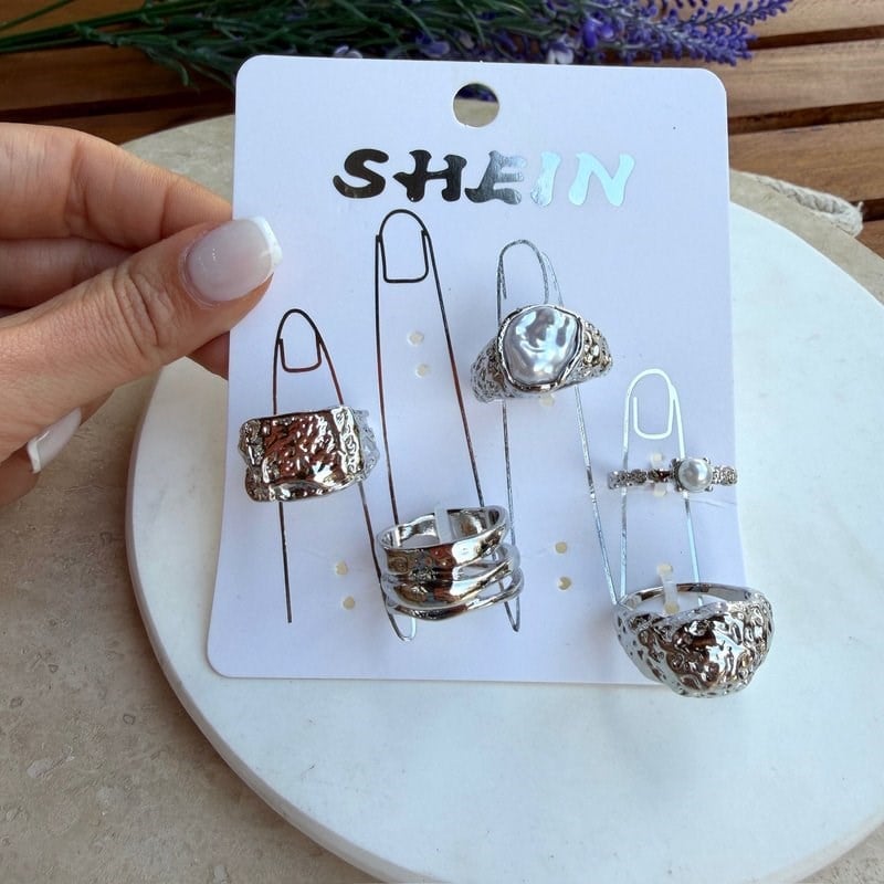 İncili Silver Yüzük Seti