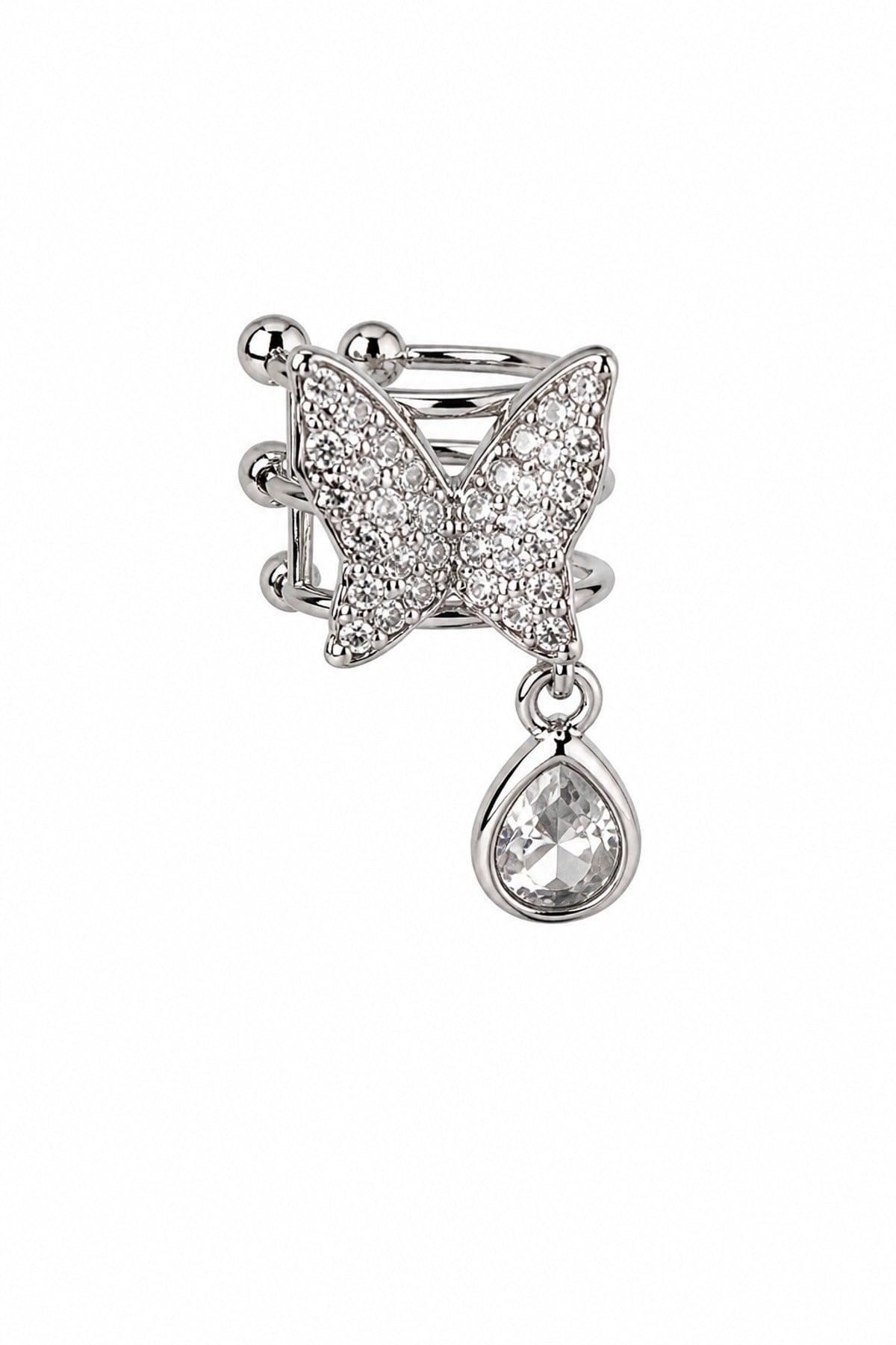 Kelebek Damla Sallantılı Silver Earcuff