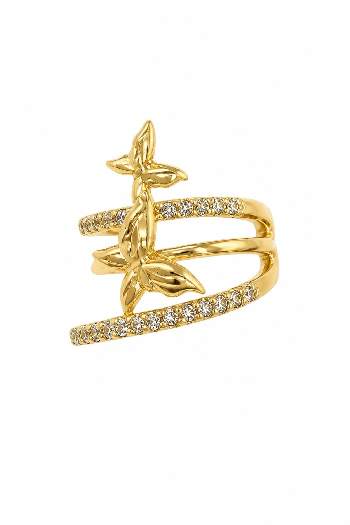 Kelebekli Taş Sıra Gold Earcuff