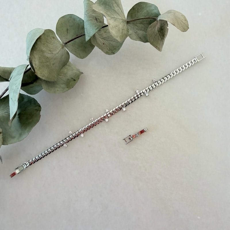 Kenarları Taşlı Zincir Bileklik (17+2 cm)