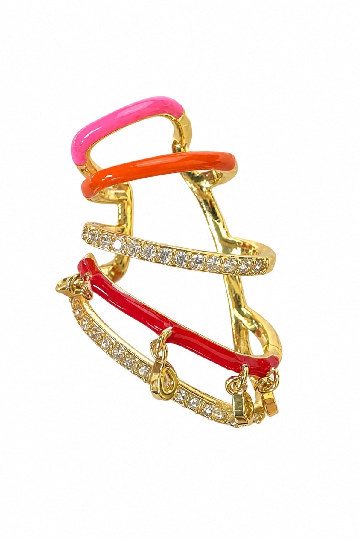 Kırmızı Turuncu Taşlı Earcuff
