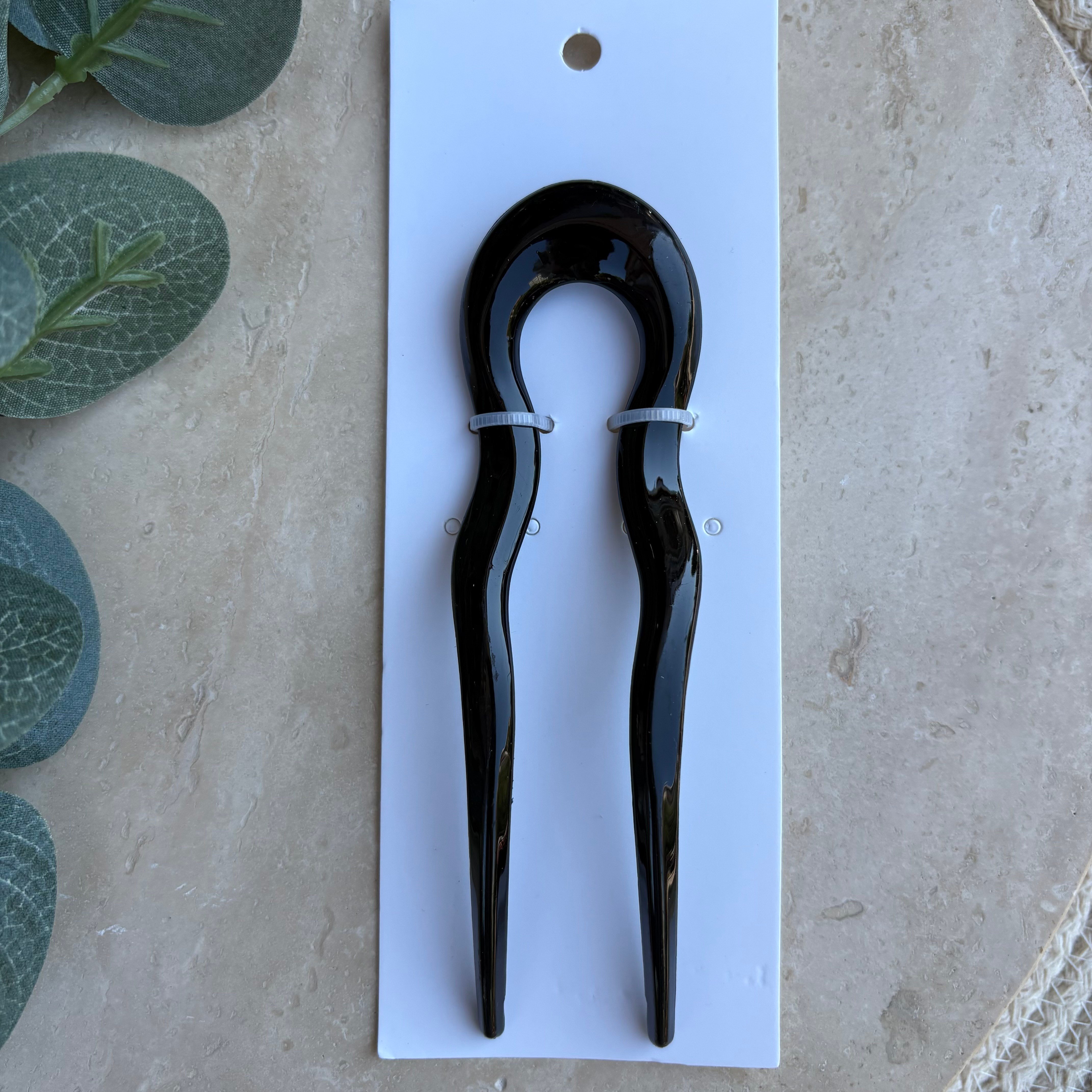 Kıvrımlı Büyük Saç Pini (Siyah)