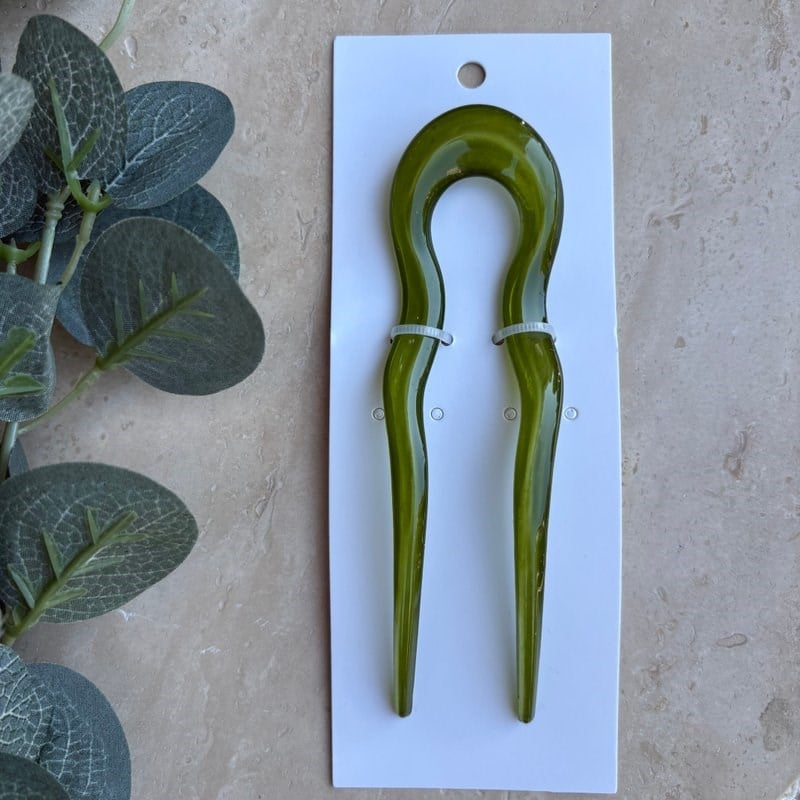 Kıvrımlı Büyük Saç Pini (Yeşil)