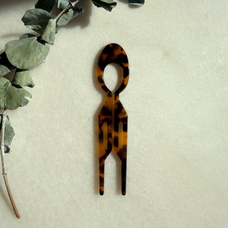 Leopar Desen Oval Küçük Kemik Saç Pini