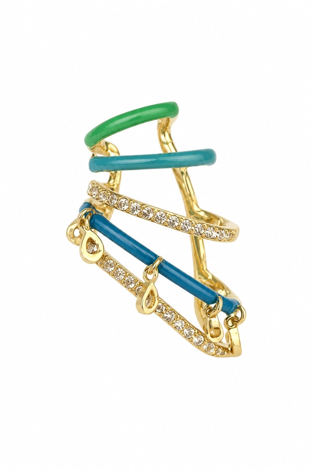 Mavi Yeşil Taşlı Earcuff