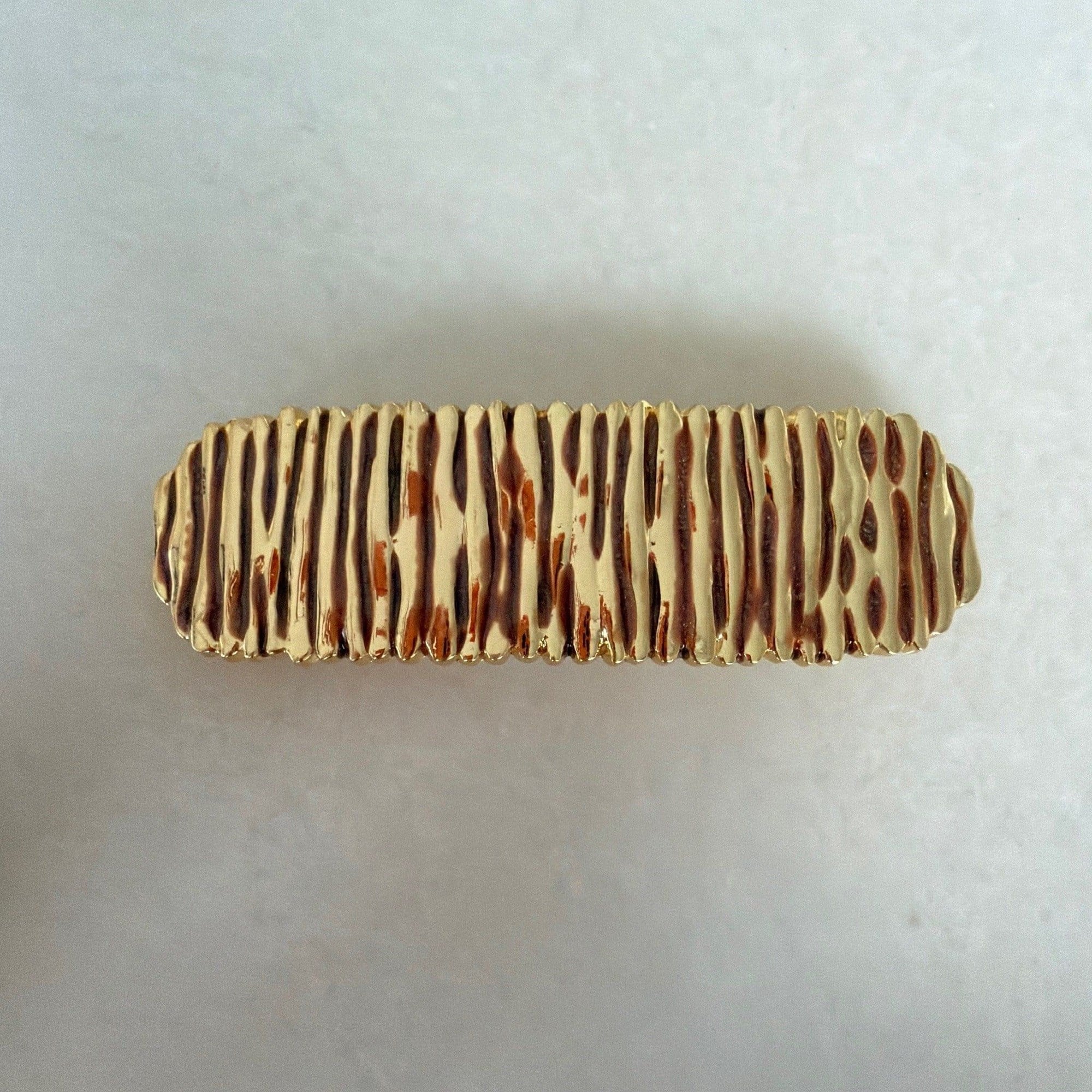 Mineli Çizgili Gold Metal Otomatik Toka - Kahve