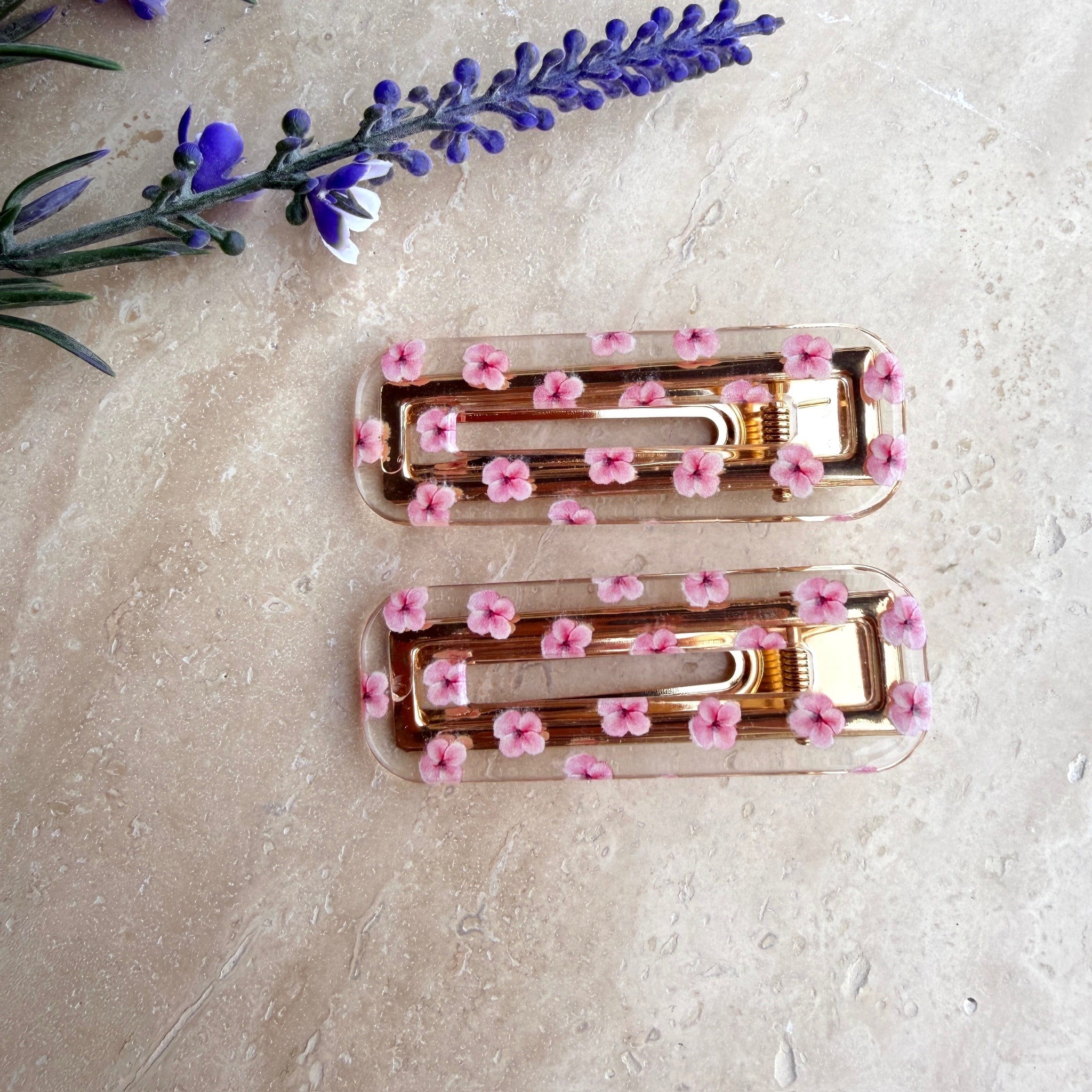 Mini Sakura Çiçekli Çıtçıt Toka Pembe (İkili)