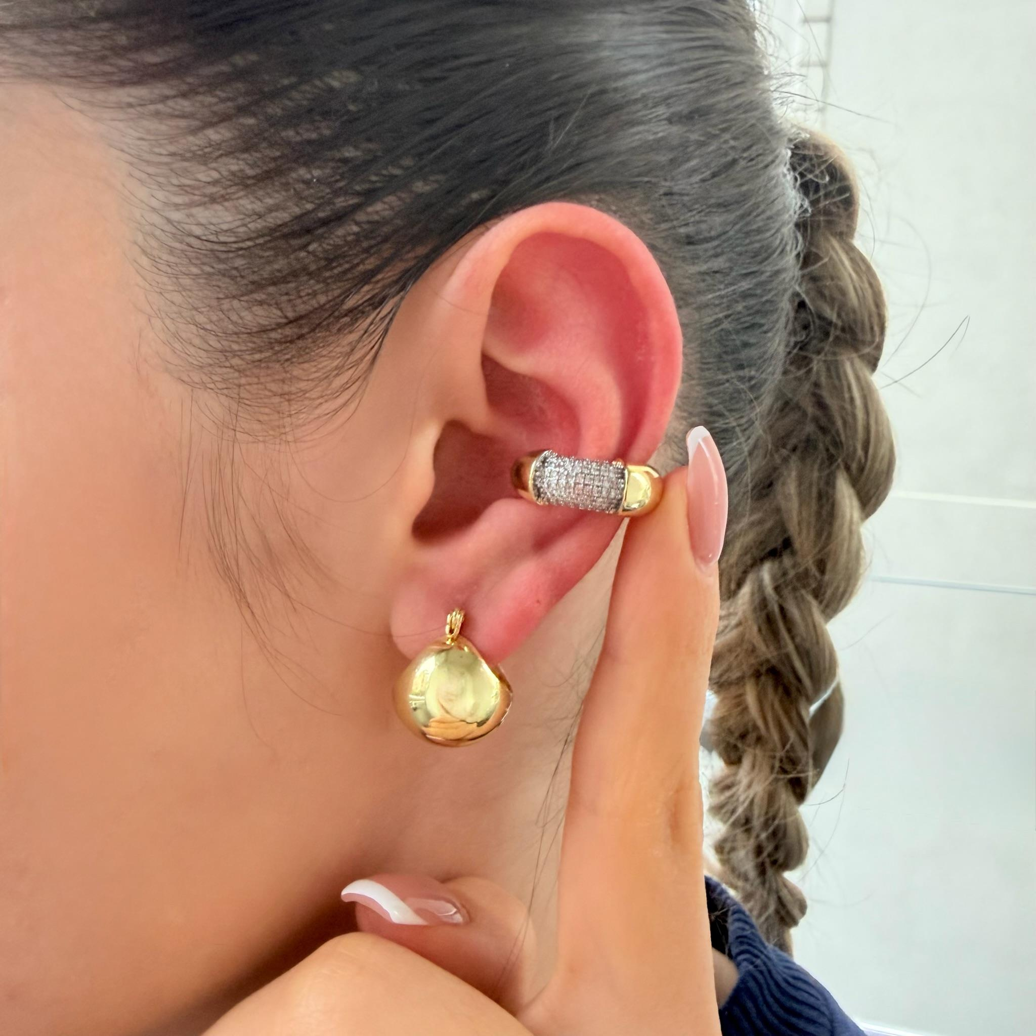 Renkli Damla Kesim Taşlı Earcuff