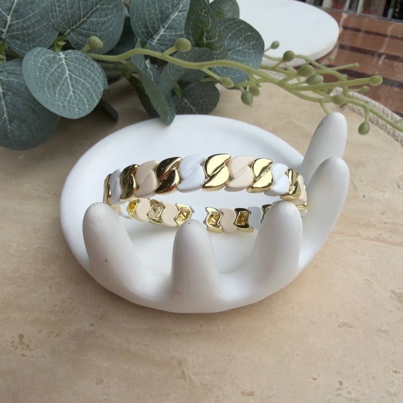Renkli Gold Detaylı S Detaylı Lastik Bilezik