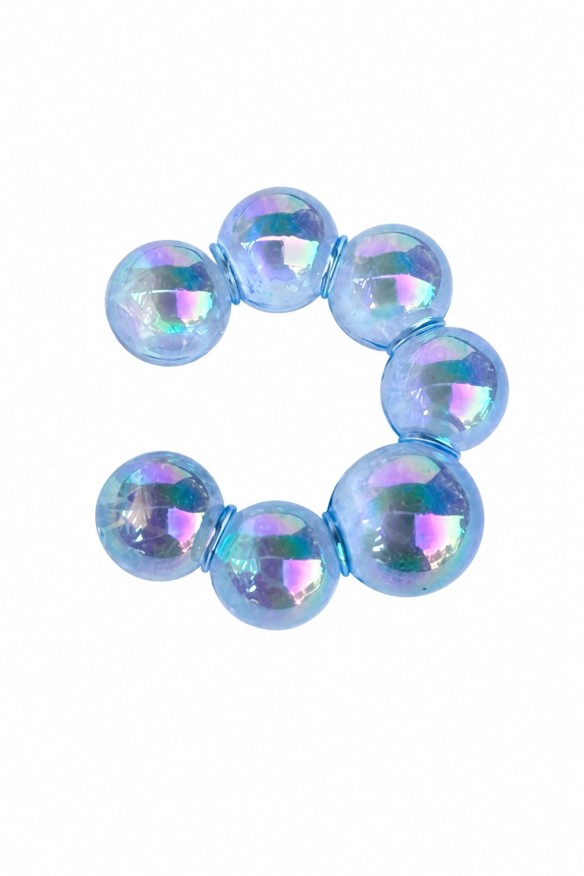 Şeffaf Mavi Hologram Boncuk Earcuff
