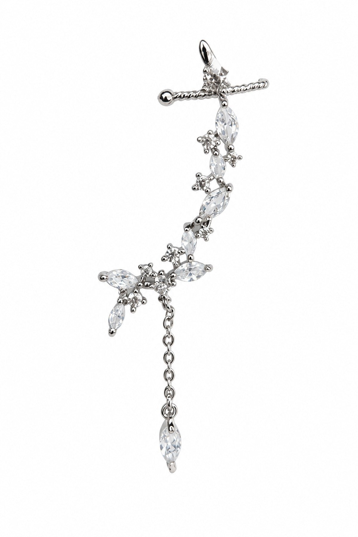 Şık Silver Uzun Earcuff
