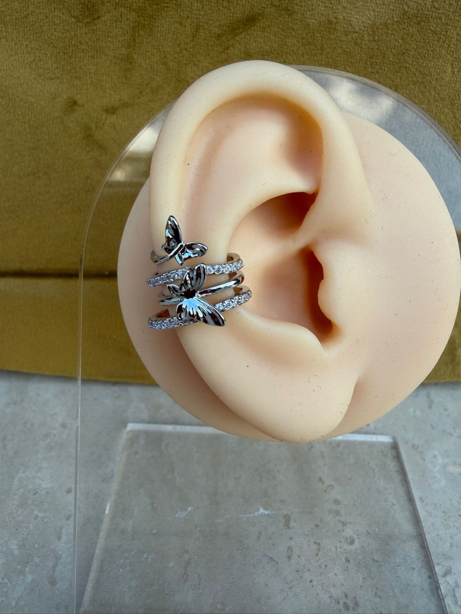 Silver Kelebek Çifti Taşlı Earcuff