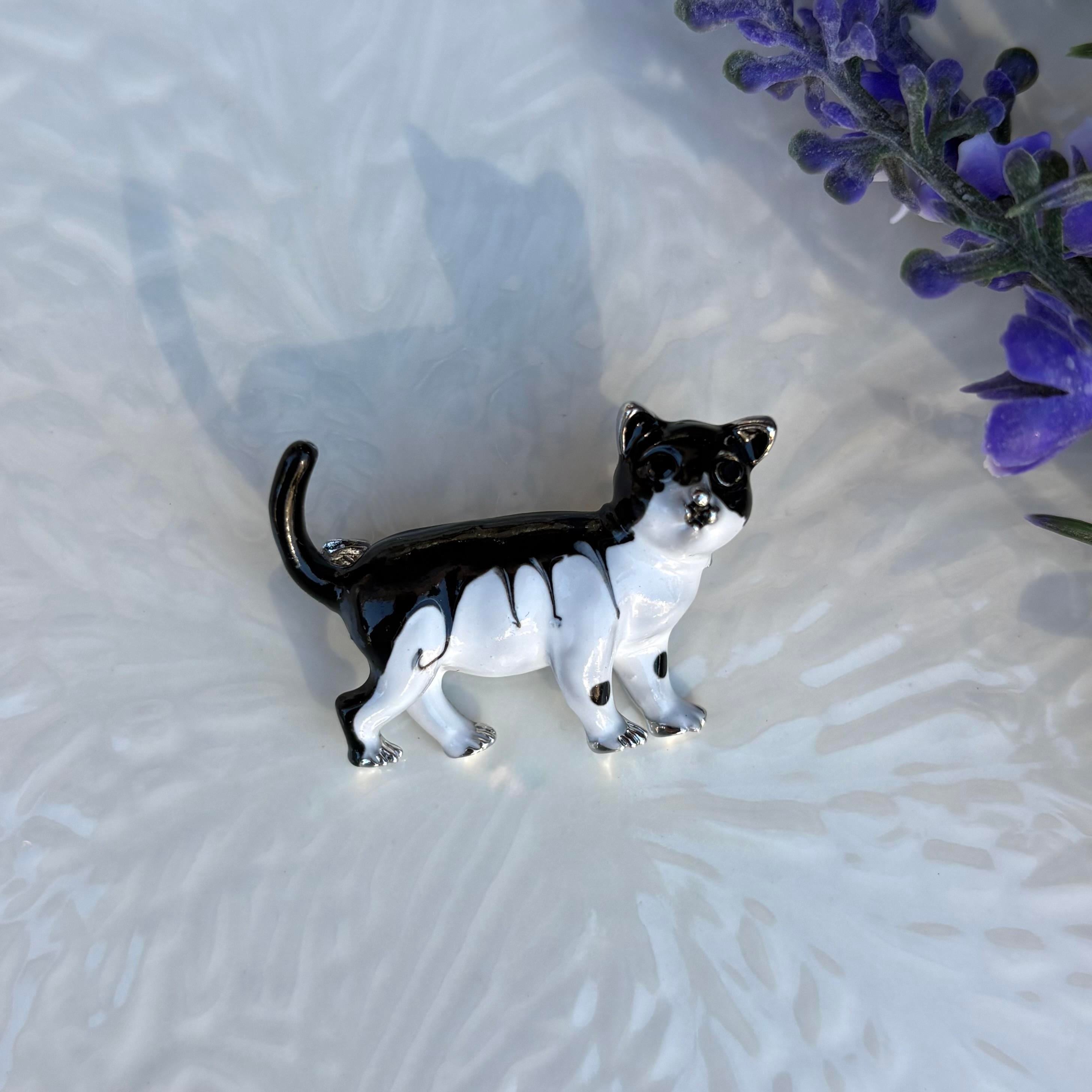 Siyah Beyaz Kedi Broş