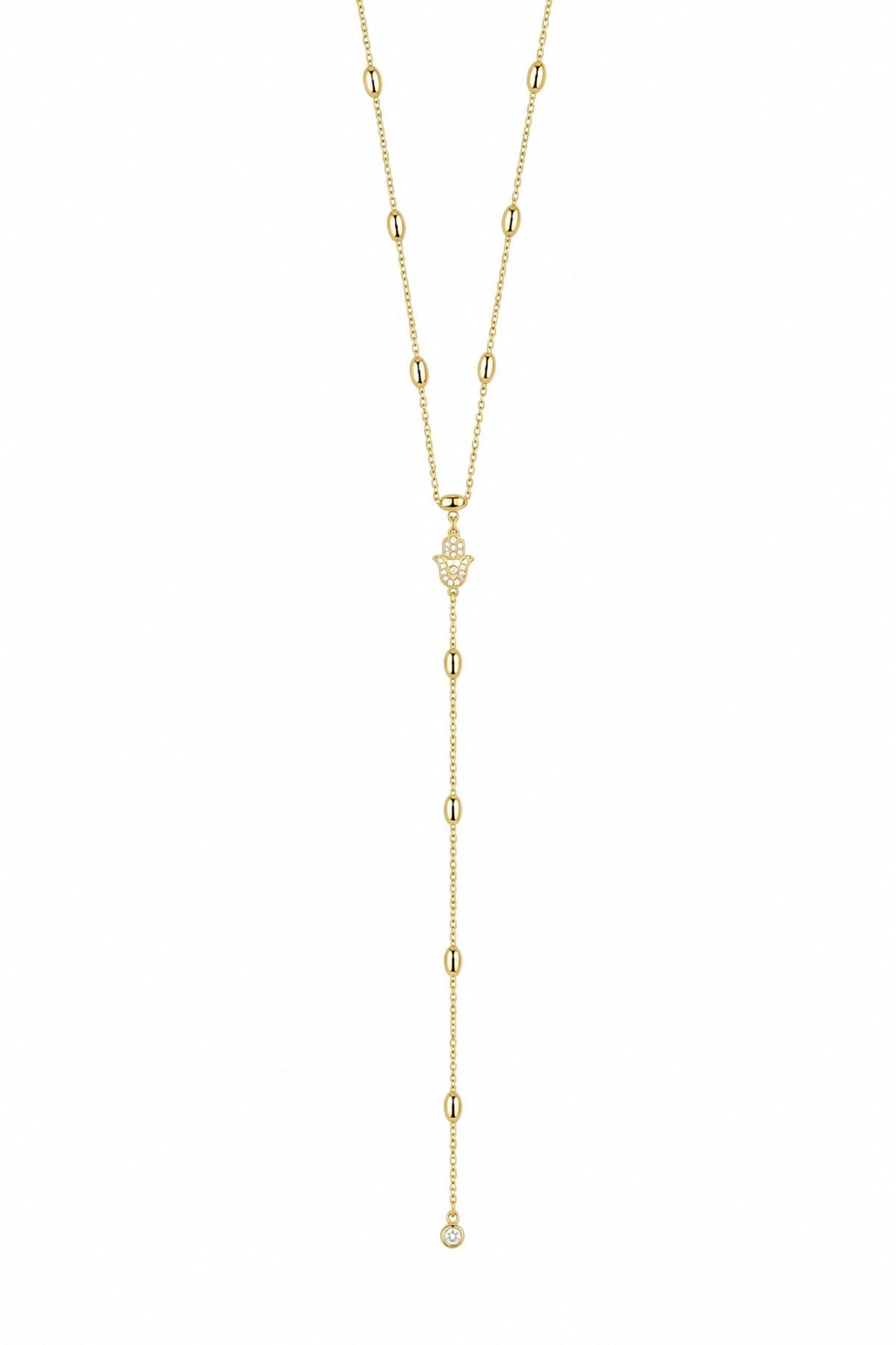 Taşlı Hamse Y Kolye (50 cm)