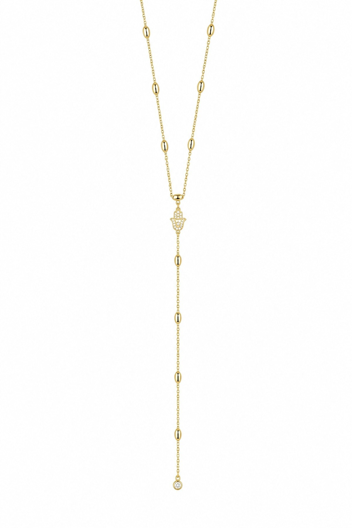 Taşlı Hamse Y Kolye (50 cm)