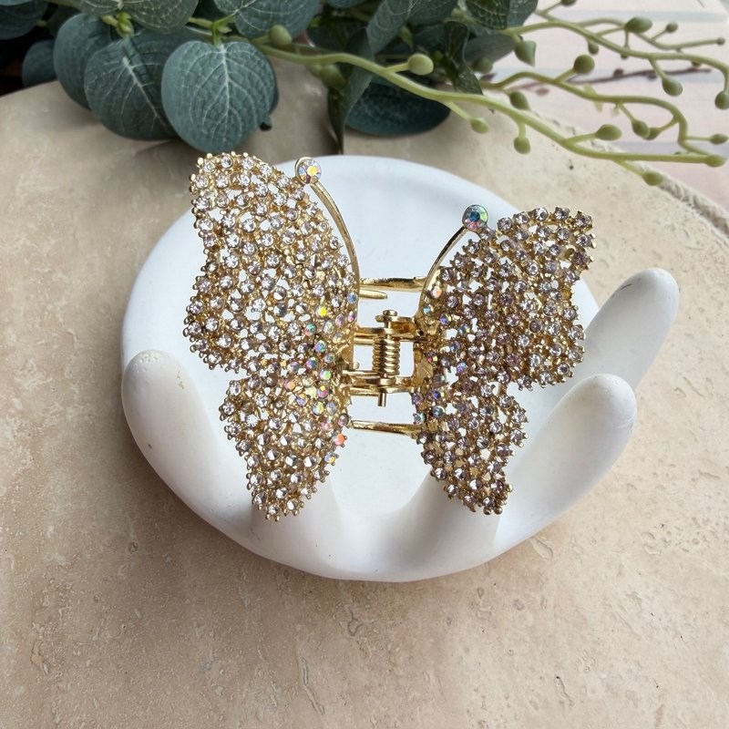 Taşlı Kelebek Metal Mandal Toka
