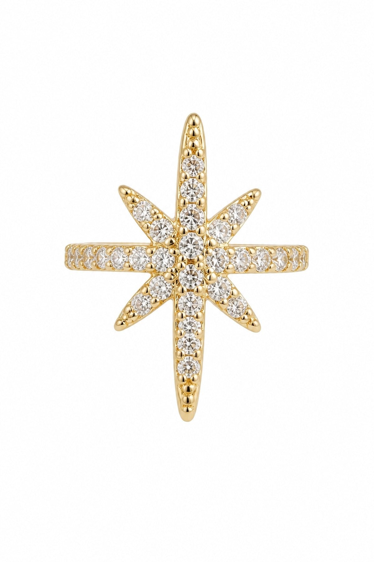 Taşlı Kutup Yıldızı Gold Earcuff