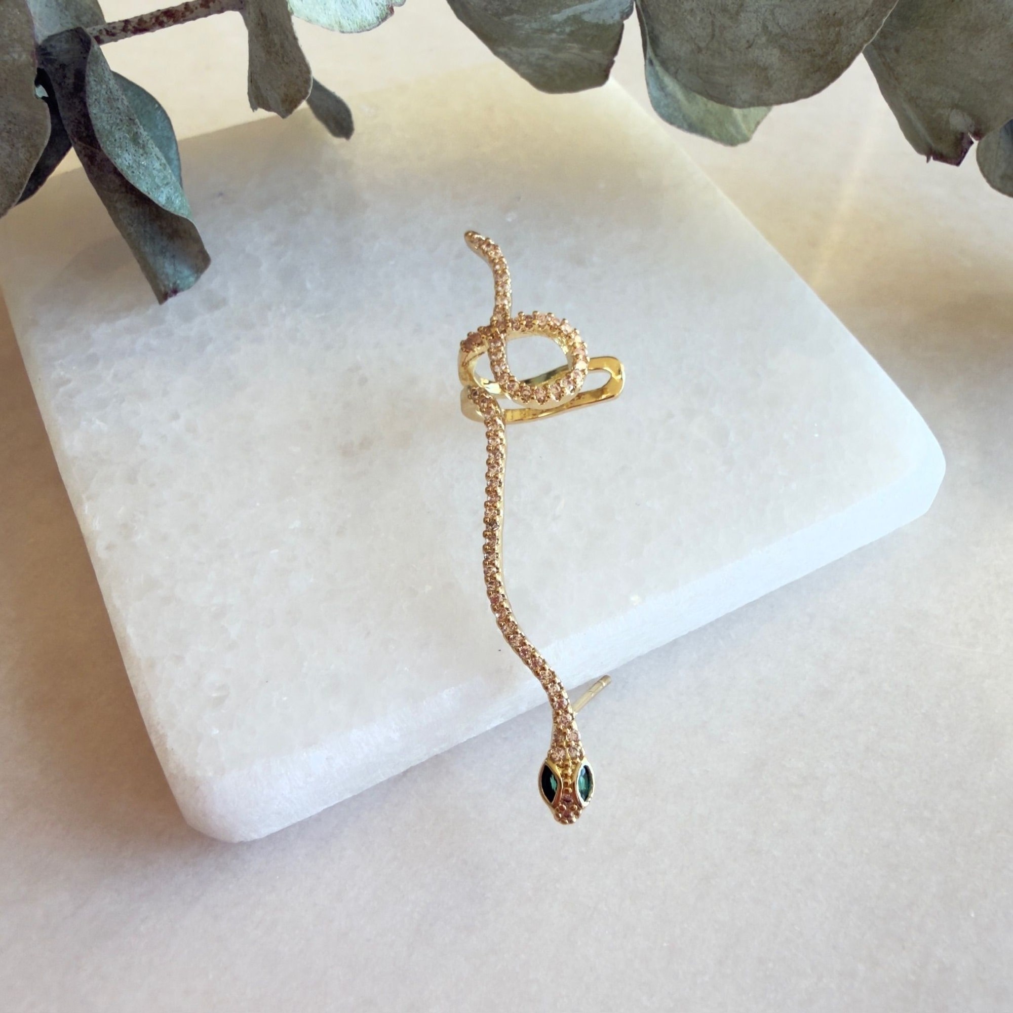 Taşlı Yılanlı Şık Earcuff
