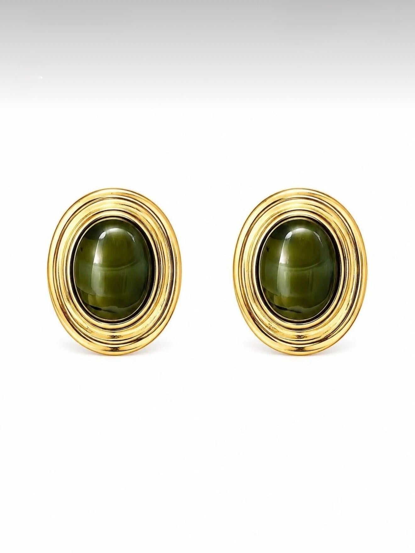 Yeşil Gold Plaka Küpe