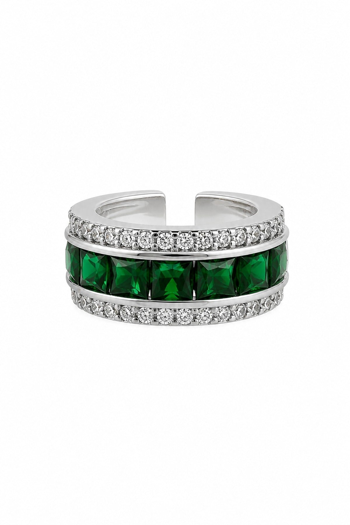 Yeşil Taşlı Silver Earcuff