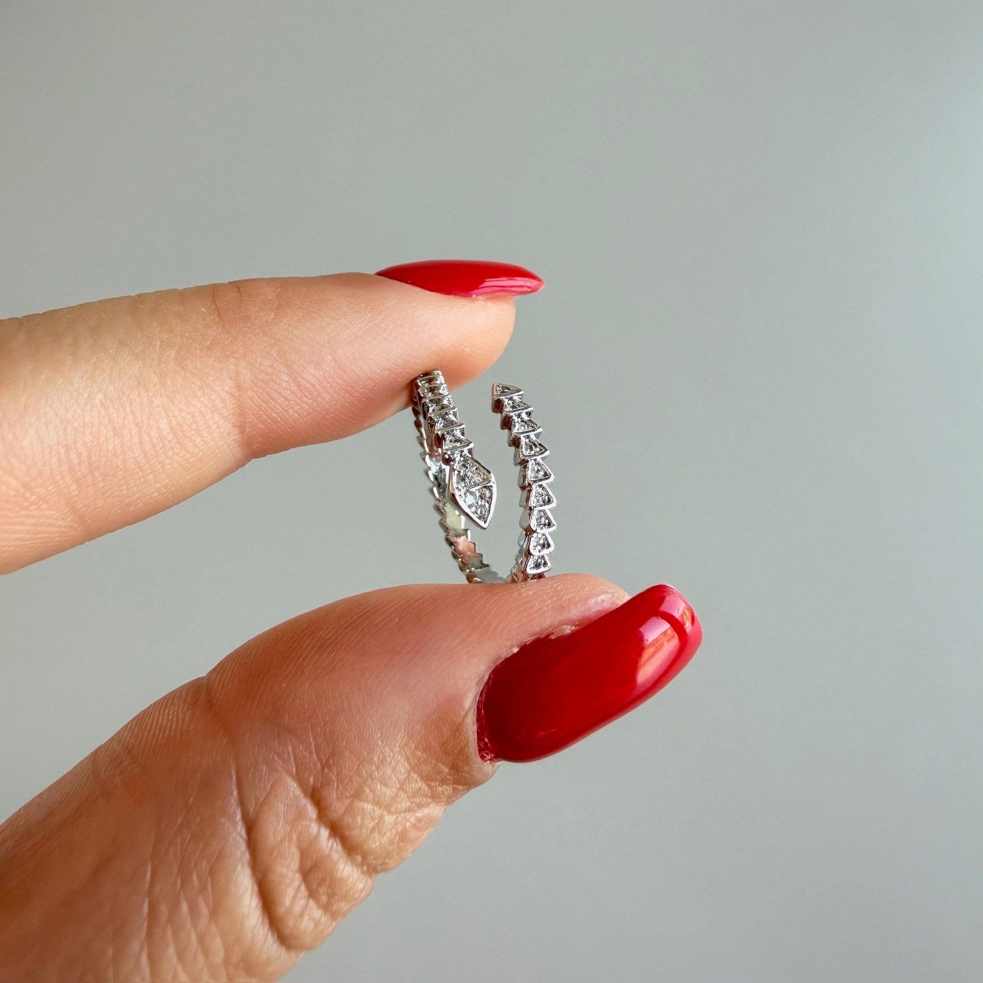 Yılan Model Taşlı Serçe Parmak Yüzüğü -silver