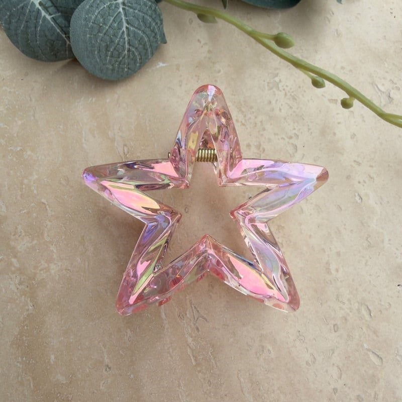 Yıldız Mandal Toka (Hologramlı Pembe)